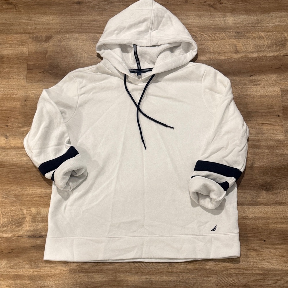 Nautica White Hoodie with Navy Details
